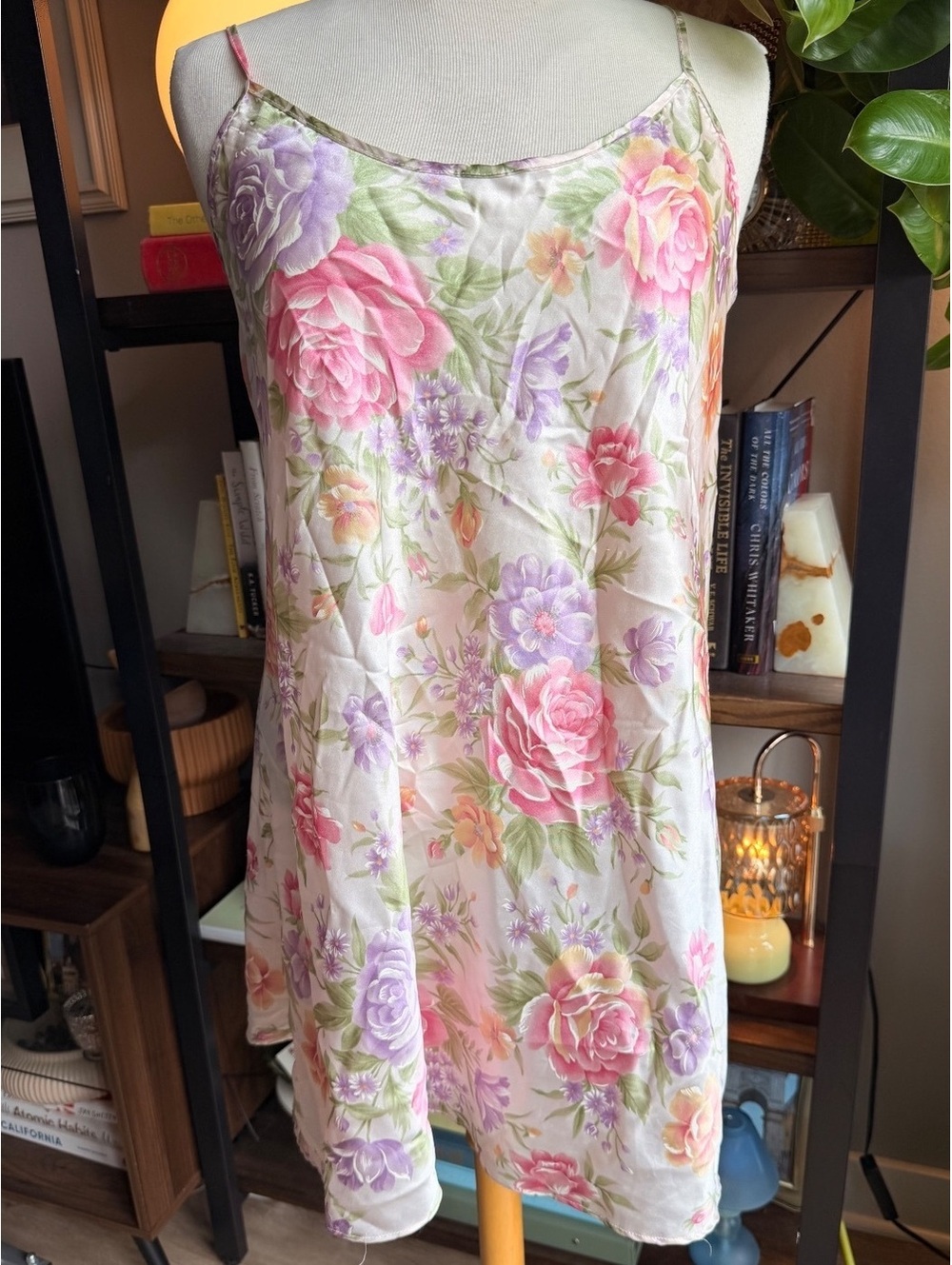 Vintage 90s Private Luxuries Floral Slip Dress in Pastel Colors, Size M